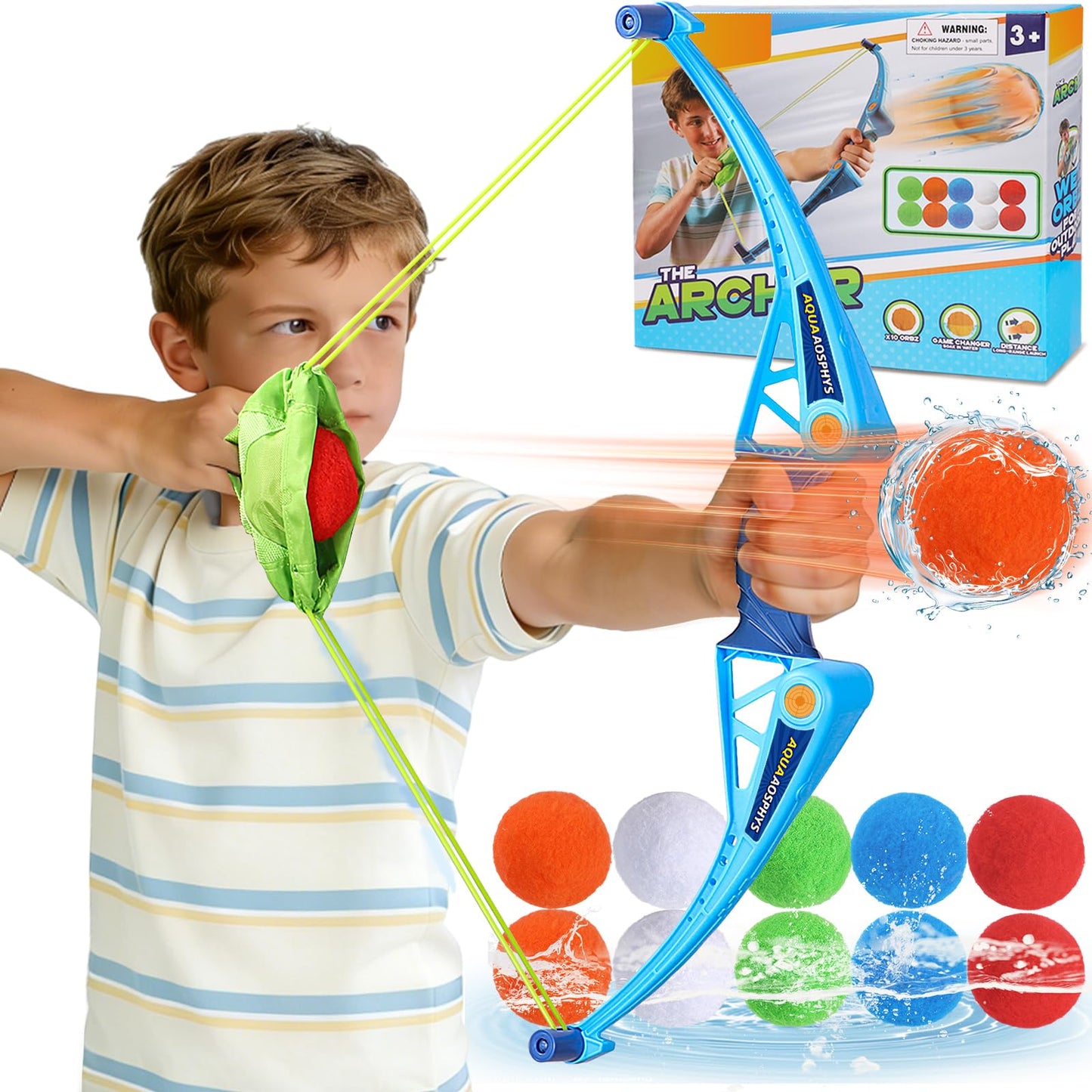 AOSPHYS 10Pcs Reusable Water Balloons with Bow and Arrow for Kids, Pool Beach Water Fight Equipment for Boys and Girls, Outdoor Summer Toys for Kids Ages 3-12