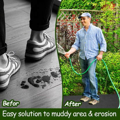 2Pcs Recycled Felt Mulch Mat Roll for Landscaping 8.2'x2' Black Garden Pathway Reusable Fabric Walkway Mat Permanent Mulch Sturdy Bed Liner Edging Border for Plants Vegetables Flower Weed Barrier