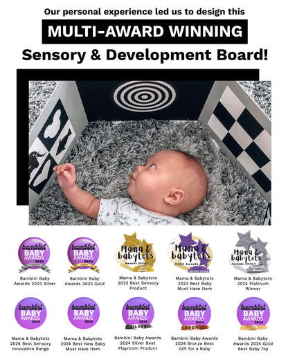 Samuel Sensory Board for Babies - Supersized Black and White Baby Cards for Developmental Newborn Tummy Time Toys - 100cm Newborn Black & White Toys for 0-3 Months & Older - Thick Stand Up Board No. 1