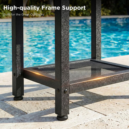 ODK Outdoor Double Side Table, Adirondack Patio End Table with Weather-Resistant Waterproof Top for Hot Tub Garden, Balcony, Poolside, Black