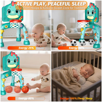 Zerhunt Baby Boy Toys for 1 Year Old: Motor Skills Development Energy Release by Mini Basketball & Soccer with Music & Light for Indoor Outdoor - Idea Christmas Birthday Gift for Boys Girls Age 1-3