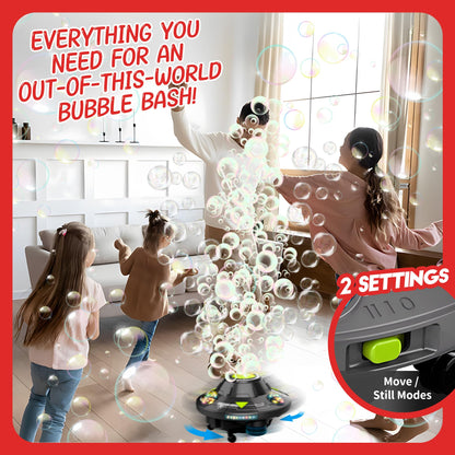 Bubble Machine for Kids - Automatic Bubble Maker with LED Light & Music, Rotating 360° UFO Toys, Safe Bubble Blower for Pets Dogs Cats, Cool Outdoor Toy for 1-3 3-8 Year Old Boys Girls Birthday Gifts