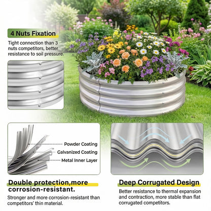 Land Guard Galvanized Raised Garden Bed Kit, Round Large Metal Galvanized Planter Raised Garden Boxes Outdoor…