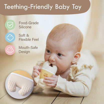 Moonkie Baby Lovey & Silicone Toy Cars Bundle, Bunny Security Blanket with Removable Silicone Teether, Crinkle & Rattle Sensory Toy, 5 Pack Soft Silicone Push and Go Cars for Babies and Toddlers, Baby