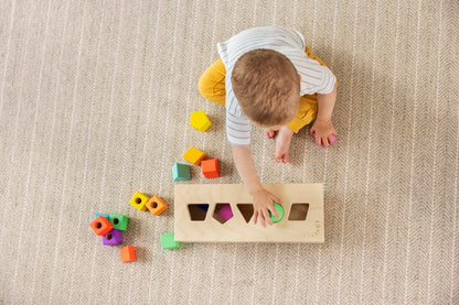 LOVEVERY | The Block Set | Solid Wood Building Blocks and Shapes + Wooden Storage Box, 70 Pieces, 18 Colors, 20+ Activities, Toddler Block Set and Converts into a Pull Car, Ages 12 to 48+ months