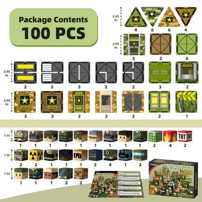 GobiDex 100PCS Magnetic Building Blocks Army Toys, STEM Military Magnetic Tiles with Army Men, Magnet Construction Toys for Toddler Kids Ages 3-5 5-7 4-8, Birthday Gifts for 3+ Year Old Boys Girls