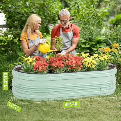 WORKPRO 4x2x1ft Galvanized Raised Garden Bed Set, Rust & Corrosion Protection, Easy Assembly, Safe Edge, Ideal for Vegetables & Flowers, Light Green