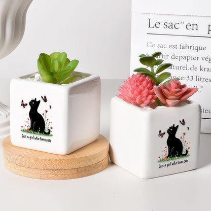 BJDAMAI Black Cat Succulent Planter Flower Plant Pot Small, Gifts for Women Teens Girls Kids, Cat Lovers Themed Stuff Accessories Things Decor Merch, Home Office Table Desk Decoration!