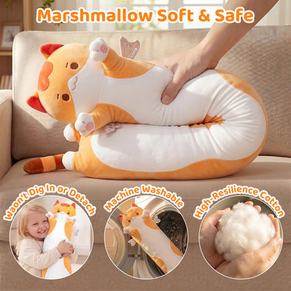 Mewaii Long Cat Plush 5 Sizes, 120% Extra Filling Giant Plushness Kids Body Pillow, Kawaii Cute Brown Cat Stuffed Animals Plushies, Big Long Body Pillow Cat Plush Gift for Girls 36”