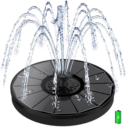 Yzert Solar Fountain with 2000 mAh Battery Backup Works in Cloudy, Glass Solar Powered Bird Bath Fountains with 7 Nozzles, 3.5 W Solar Fountain Pump for Birdbath,Garden, Outdoor, Pond (Black)