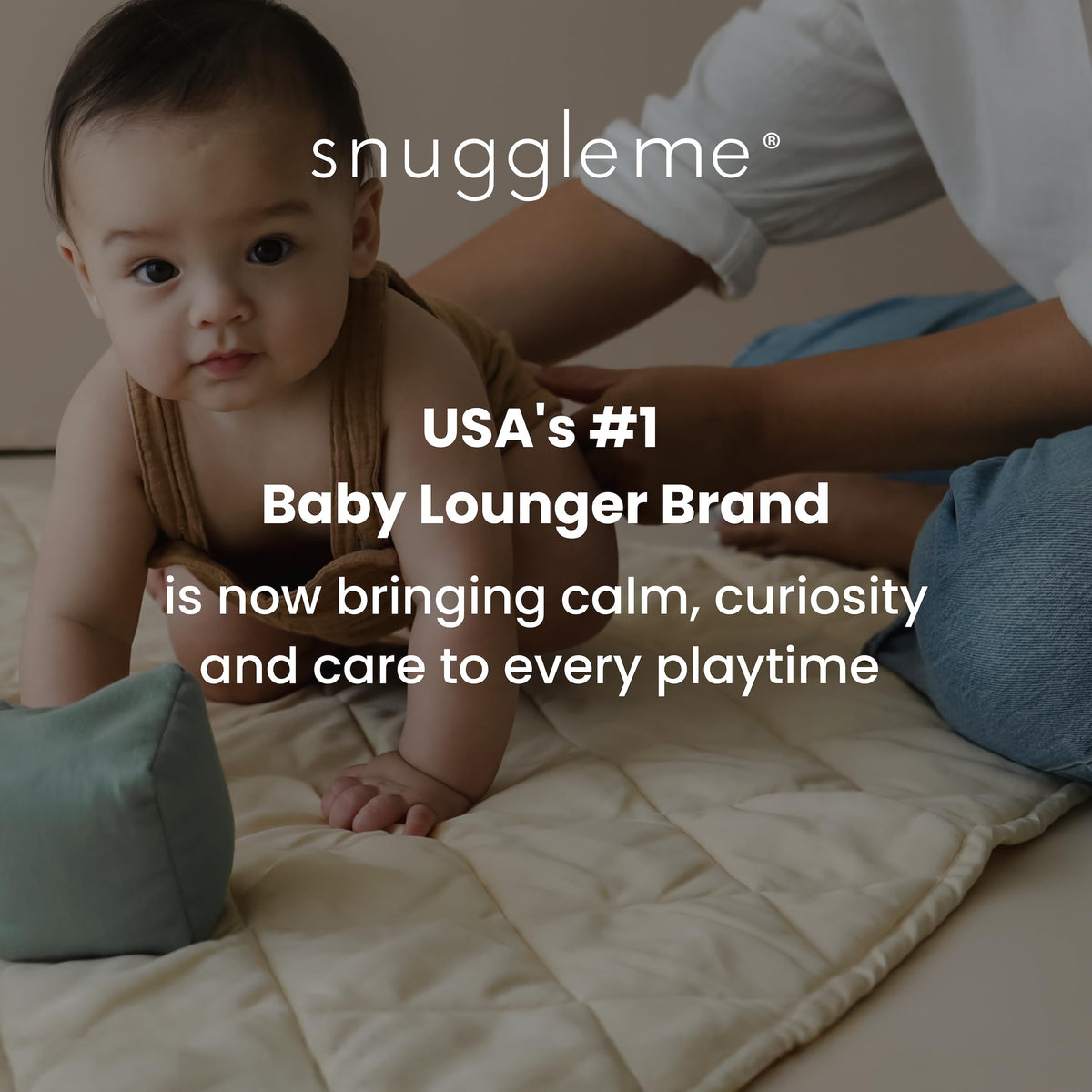 Snuggle Me® 2-in-1 Baby Play Mat - 100% Organic Cotton Baby Mat for Floor Play, Quilted, Foldable Playmat with Matching Tote Bag Included, Safety Certified & Machine Washable (37" x 37") - Slate