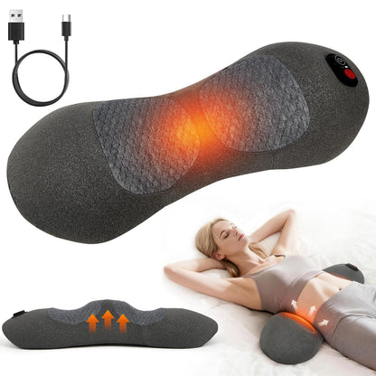 KITCADA Electric Lumbar Massager Support Pillow 3 in 1 with Adjustable Height for Bed and Chair, Back Massager with Heat, Massage for Pain Relief Deep Tissue, Waist Wedge Bolster