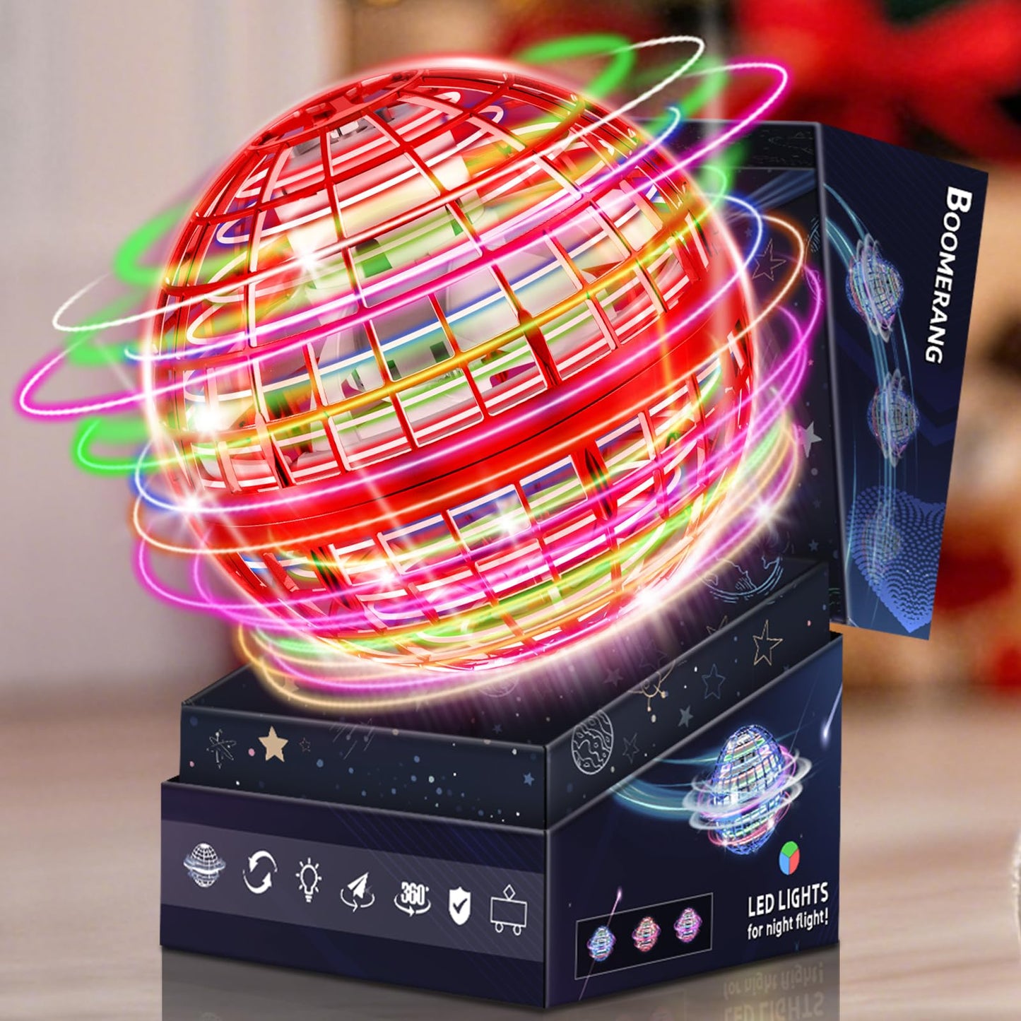 Flying Orb Ball Toys-2025 Upgraded Hover Magic Boomerang Ball，Galaxy Ball Kids Adults Cool Outdoor Indoor Outdoor Toy Gifts for 6 7 8 9 10+ Year Old Boys Girls-Red