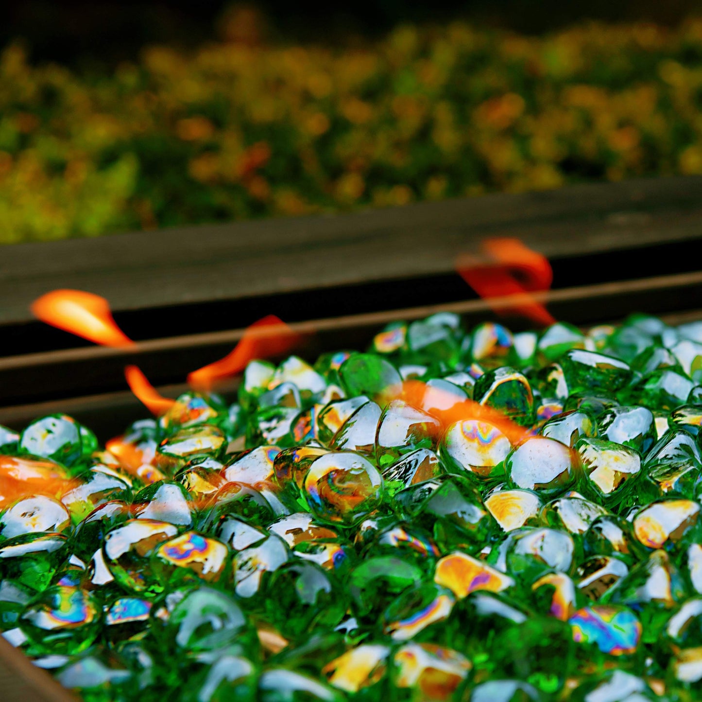 Chilli Cosmos Fire Glass Diamond 1 InchFire Pit Glass Rocks for Propane or Gas Fire Pit 10 Pounds Emerald Green(Gift Package)