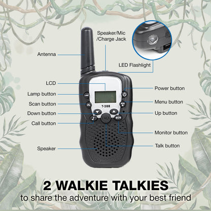 Nature Exploration Gear - Outdoor Adventure Kit with Walkie Talkies for Kids - Camping, Hiking, Backyard Toys - Creative Play Set for Boys and Girls