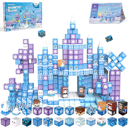 Vdealen 300 PCS Magnetic Blocks-Magnetic Building Blocks, Stacking Magnetic Cubes Toy for Kids, STEM Montessori Sensory Toys for Boys and Girls Age 3 4 5 6 7 8 9 10 11 12 Christmas Birthday Gift