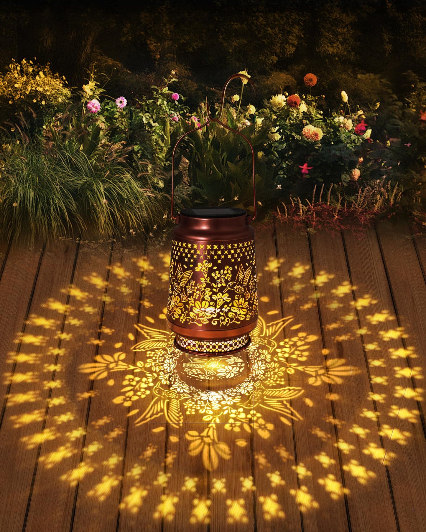 2 Pack Hummingbird Solar Lanterns Outdoor Waterproof, Garden Decor Birthday Gifts for Women Mom Grandma Sister, Metal Hanging Solar Lights Outside Decorative for Backyard Patio Lawn Pathway Landscape
