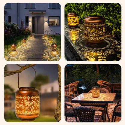 Mothers Day Gifts for Mom Women - Butterfly Solar Lanterns Outdoor Waterproof Metal Hanging Solar Lights for Yard Garden Decor Gardening Ornament Birthday Gifts for Her Grandma