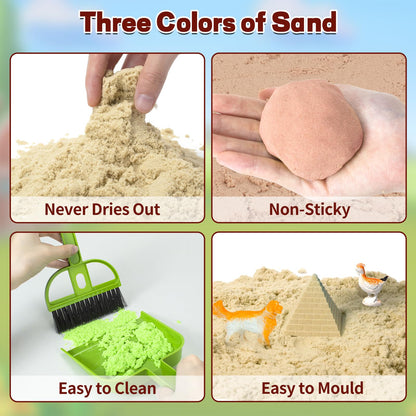 Bloolilies Sensory Bin, 59 Pcs Farm Sensory Sand Box Kits with Sandbox & Farm Animals & Tractor Playset, Play Sand Art Kit Magic Sand Toys for Boys Girls Toddlers Birthday Gift for Kids