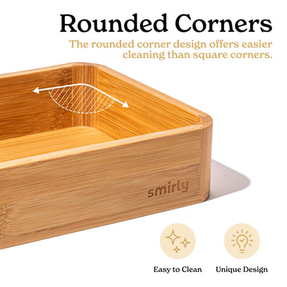 SMIRLY 8-Piece Bamboo Kitchen Drawer Organizer Set for Large and Small Utensils, Multi-use Storage Box - Bathroom, Nightstand, Jewelry, Cutlery, Knife, Spice, Towel, Junk Drawer Tray