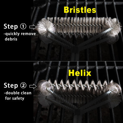 GRILLART Grill Brush [Wire + Helix] Combined BBQ Brush - Safe & Efficient Grill Cleaning Brush - 18" Grill Cleaner Brush Scrubber for Gas/Porcelain/Charbroil Grates – BBQ Accessories Gifts for Men/Dad