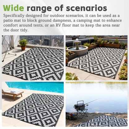 HOSTIC Outdoor Rug with Water Shielding, 8 x 10 Feet, Double Sided Plastic Straw Rug for Patio and Camping, Suitable for Outdoor Use, Such as Rv Mat, Comes with A Carrying Bag and 4 Fixing Stakes