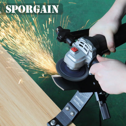SporGain [Updated] Lawn Mower Blade Sharpener 15°-45° Adjustable Frame with Ball Bearing Manufacture Handle for Right & Left Hand Blades, Use with Angle Grinder, Black