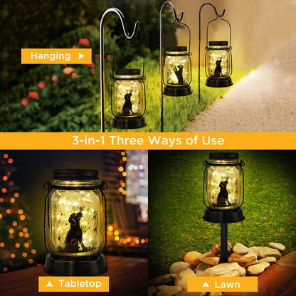 Kyoryuger Mothers Day Gifts for Mom Dog Solar Lanterns Garden Decor Dog Gifts for Women Mom Grandma Unique Teen Girl Gifts Decorative Solar Lanterns for Yard Lawn Patio Landscape Garden