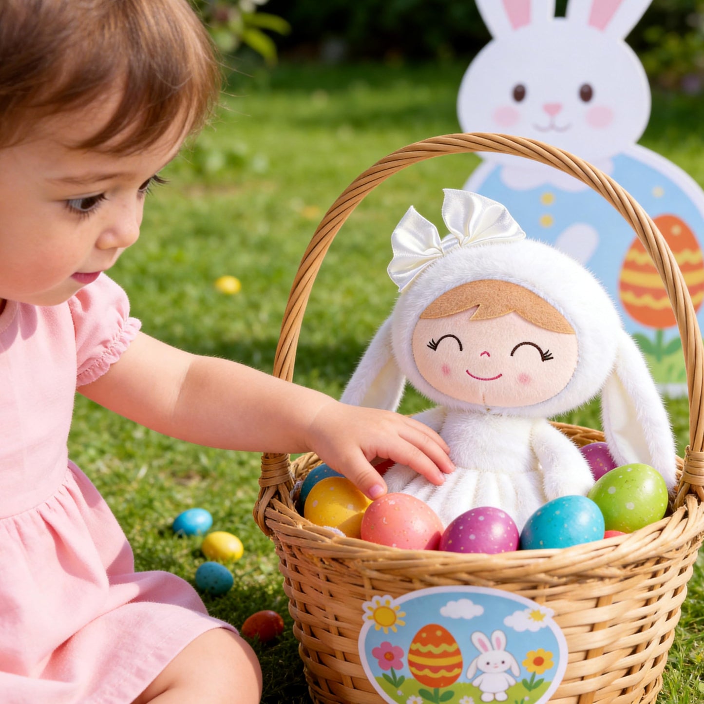 Gloveleya Baby Girl Gift Plush Bunny Dolls First Baby Doll Toddlers Rabbit Toy Bunny Gifts for Girl White 12 Inches