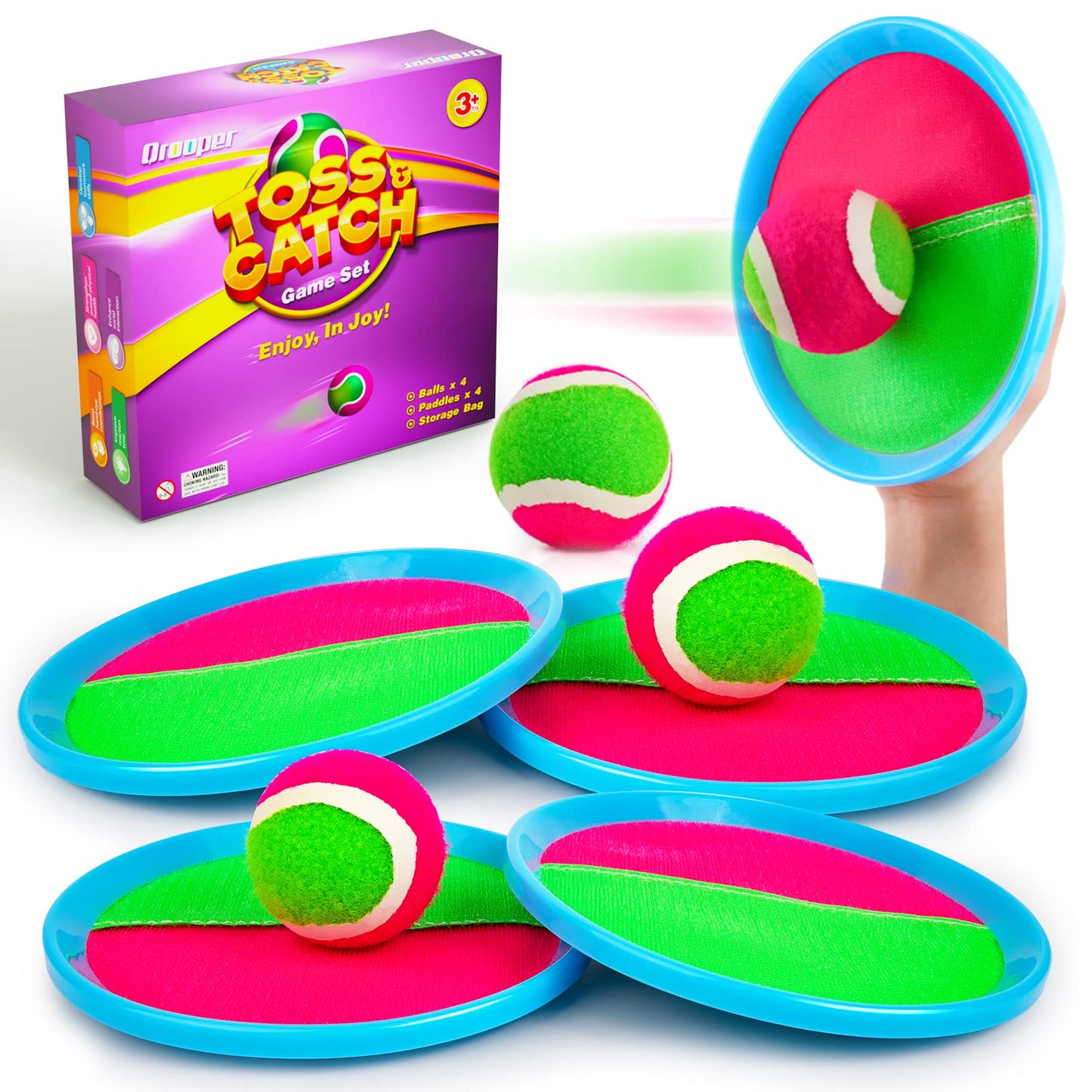 Qrooper Kids Toys Toss and Catch Game Set, Toys for 3 4 5 6 7 8 Year Old Boys Girls Birthday Gift, Yard Outdoor Games for Kid Toddler Ages 4-8 8-12 Beach Pool