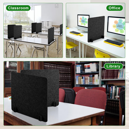 Kisston 6 Pack Acoustic Desk Divider Desk Partition 24 x 24" Stand Up Freestanding Desk Privacy Panel Noise and Visual Distractions Reducing Table Divider for Student Reception Area Office(Dark Gray)