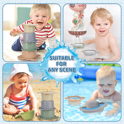 Bath Toys for Kids Ages 1-3 & Toddlers 2-4 - Infant/Baby Set for 6-12M - Bathtub Toys Set for Boys/Girls - Birthday