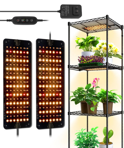 Barrina Grow Lights for Indoor Plants, 20W (2 x 10W) Full Spectrum Ultra-Thin Grow Light Panel with 3/6/12H Auto On/Off Timer for Hydroponics, Seedlings, Succulents, Veg, Flowers & More, 2-Pack