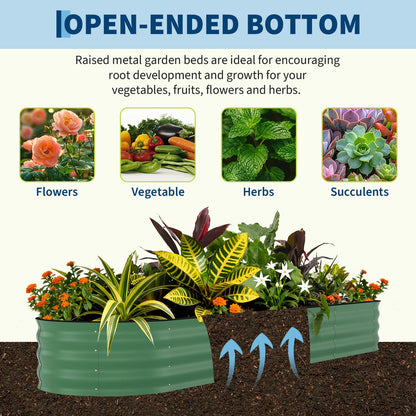 Garvee 2 Pack 8x2x1.5ft Galvanized Raised Garden Bed Kit, Oval Metal Planter Boxes with Anti-Cut Safety Edges, Rust-Resistant Deep Root Planters for Outdoor Vegetables, Flowers, Herbs, Green