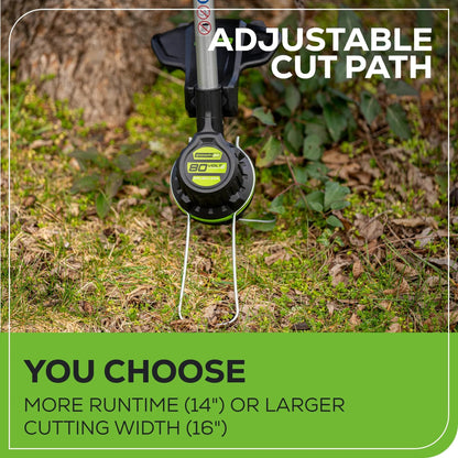 Greenworks 80V 16" Brushless Cordless String Trimmer with 2.0Ah Battery & Rapid Charger – .080" Dual Line, Variable Speed, Lightweight Design, 4-Year Warranty