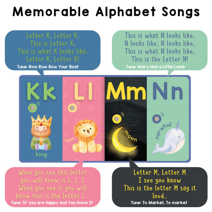 Learning Bugs Interactive Letter Song Book for 1 Year olds – 26 Alphabet Songs, Nursery Rhyme Tunes, ABC Recital for 2 Year olds, Sturdy Pages – Perfect Toy and Gift for Toddlers Ages 1-3