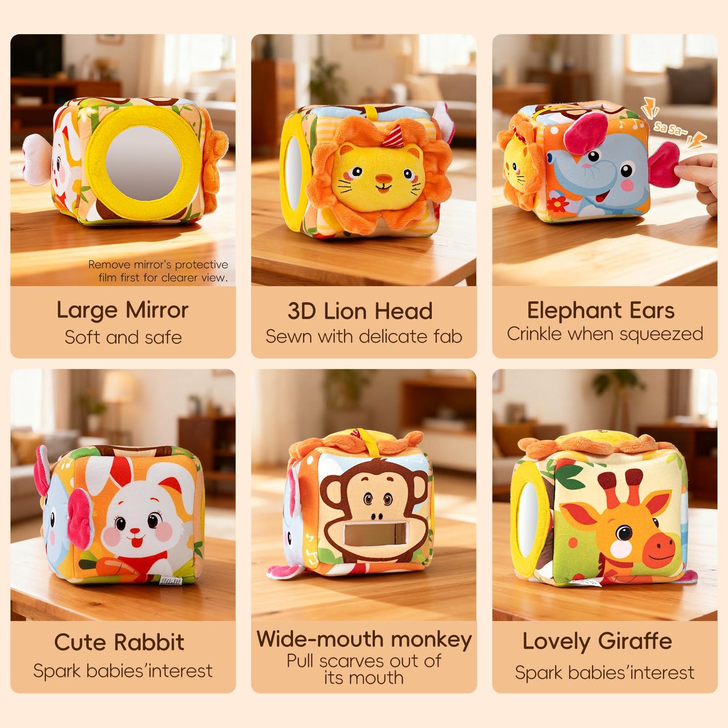 Baby Tissue Box Toy - Montessori Sensory Toys for 6-12 Months Infant, Baby Toys 6 7 8 9 Month - 1 Year Old with 6 Crinkle Tissues & 10 Scarves, Developmental Tissue Pulling Toy Boy Girl Birthday Gift
