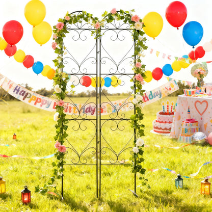 XYCCRX 2PCS Metal Garden Trellis for Climbing Plants Outdoor, Heavy-Duty Cucumber Tomato Trellis for Raised Garden Bed, Decorative Wrought Iron Trellis Arch for Wedding Party Decor