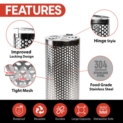 Rolling Grilling Baskets (2 PCS) - 360° Heavy Duty Stainless Steel BBQ Basket, Complete Set for Outdoor Cooking and Party