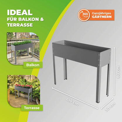 Bio Green Metal Raised Garden Bed Freising-XL with Drainage I Large Galvanized & Powder-Coated Outdoor Planter Box with Legs for Herb Garden, Flowers, Vegetables, Patio I 40x12x31.5 inch, Anthracite