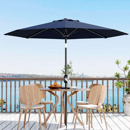 Garvee 9 ft Patio Umbrella - 8 Sturdy Ribs Outdoor Table Umbrella with Crank Lift & Push Button Tilt - Market Umbrella for Pool, Deck, Yard, Garden - Navy Blue