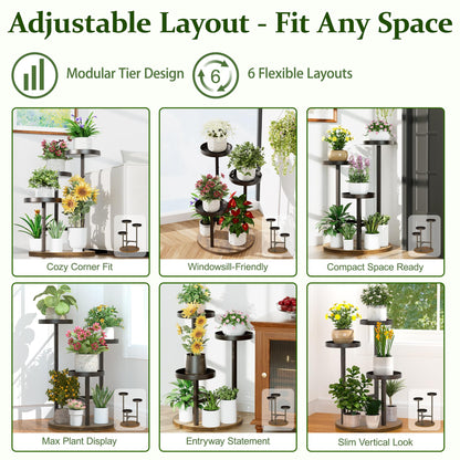 NQW 3 Tiered Tall Plant Stand for Indoor, Metal Plant Shelf Tiered Flower Pot Stands, Corner Plant Table for Patio Garden Balcony Living Room Bedroom