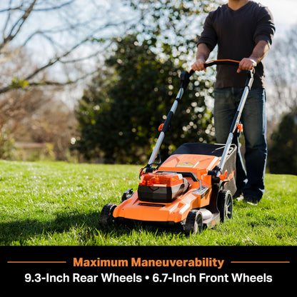 LawnMaster 48V MAX Electric Lawn Mower, 19-inch Brushless Cordless Lawn Mower with 2X24V MAX 4.0Ah Battery and a Dual Charger-CLMF4819A