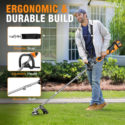 Alloyman 40V MAX Cordless String Trimmer, 2-in-1 Weed Wacker Trimmer & Edger, 2 x 4.0Ah Batteries and Fast Charger Included, 13.4Inch Electric Weed Eater for Lawn Edging, Yard, Garden