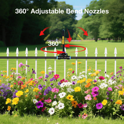 MIXC 20pcs 360° Adjustable Drip Irrigation Nozzles for 1/4" Drip Irrigation Tubing, Only 20pcs Flexible Misting Copper Nozzles and Quick-Connect Three-Way Tubing Fittings