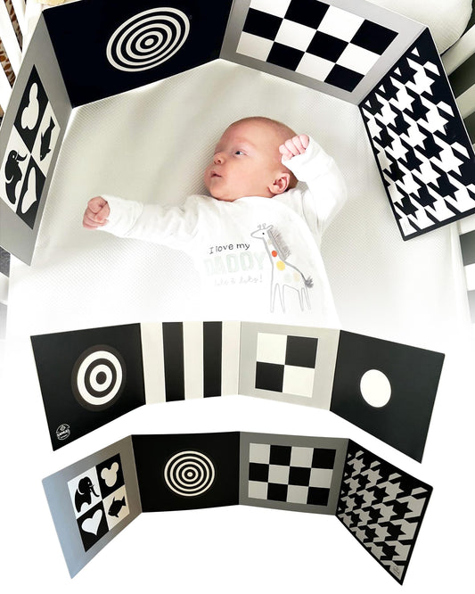 Samuel Sensory Board for Babies - Supersized Black and White Baby Cards for Developmental Newborn Tummy Time Toys - 100cm Newborn Black & White Toys for 0-3 Months & Older - Thick Stand Up Board No. 1