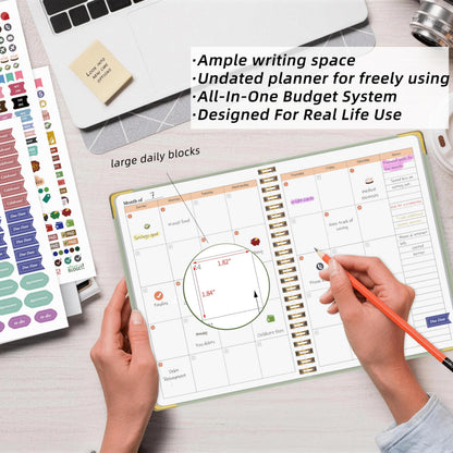 Budget Planner - Monthly Budget Book with Expense Tracker Notebook, Undated Bill Organizer & Finance Planner to Manage Your Money Effectively, Account Planner, For Personal, Small Business, and Household - Green