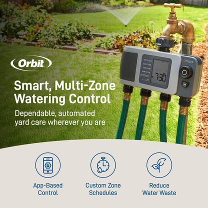 Orbit B-hyve XD 4-Port Smart Hose Watering Timer with Wi-Fi Hub - App Controlled Irrigation Timer - Smart WeatherSense Auto Watering - Multi Valve Yard Irrigation System - 24639