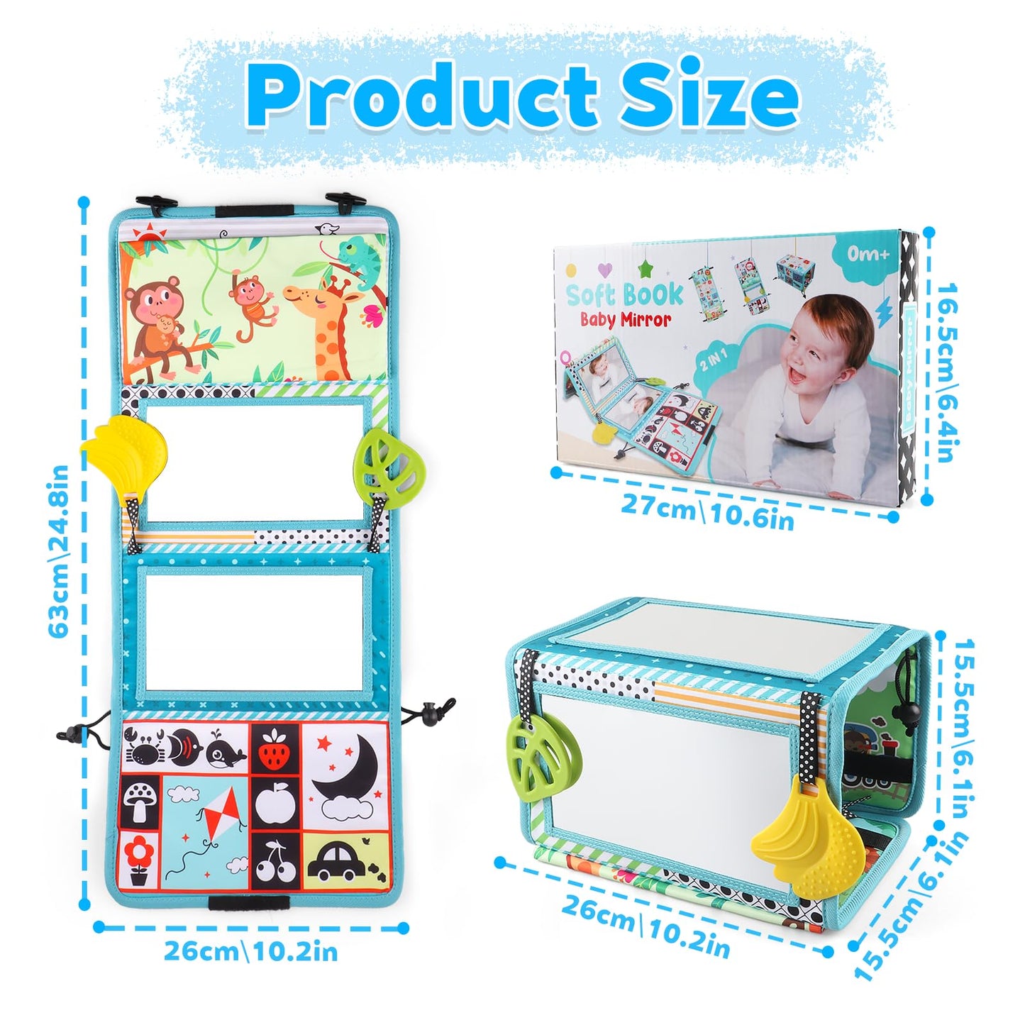 victob Baby Toys 0-6 Months - Tummy Time Baby Mirror Infant Toys - High Contrast Baby Toy for Newborn - Montessori Sensory Toy 0 2 3 4 5 6-12 Months Boy Girl Shower Gifts