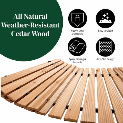Plow & Hearth 6' Curved Outdoor Wooden Pathway | 17" Wide Rollout Outdoor Garden Walkway | Weather-Resistant Hardwood Cedar Board Walkway Landscape Edging | Decorative Lawn Patio Wedding Party